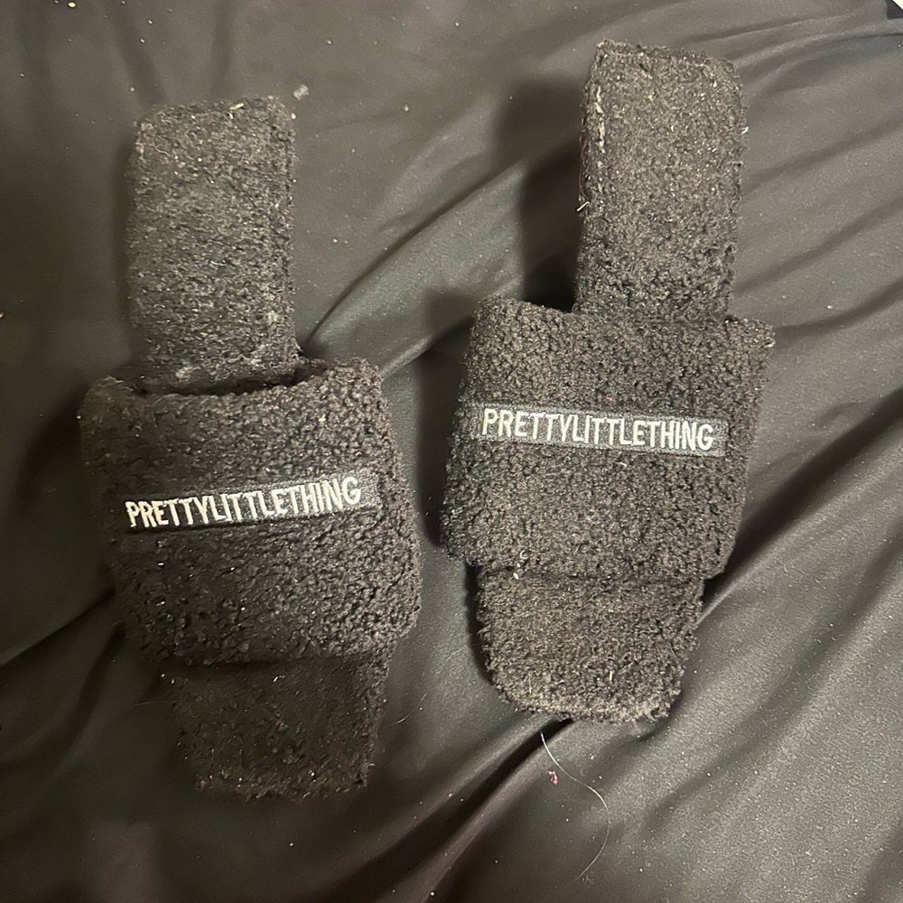PrettyLittleThing Black Fuzzy Heels
